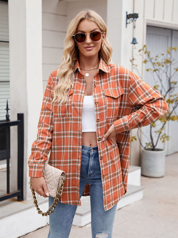 Casual Fashion Loose Plaid Pocket Shirt