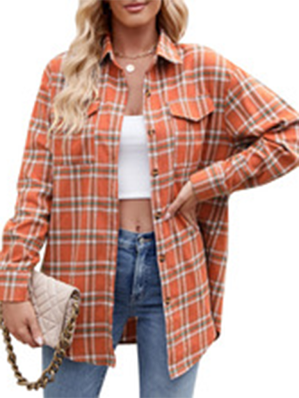 Casual Fashion Loose Plaid Pocket Shirt