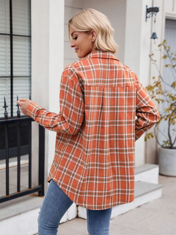 Casual Fashion Loose Plaid Pocket Shirt