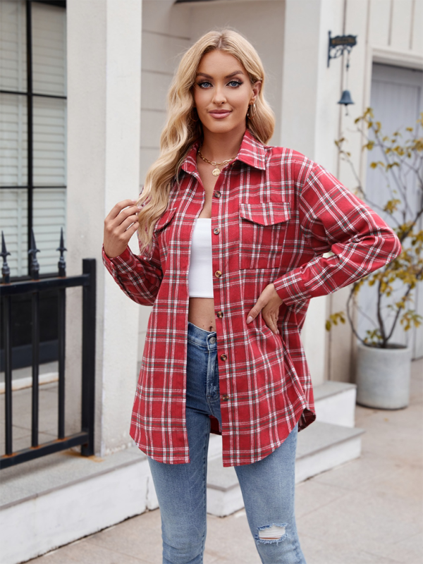 Casual Fashion Loose Plaid Pocket Shirt