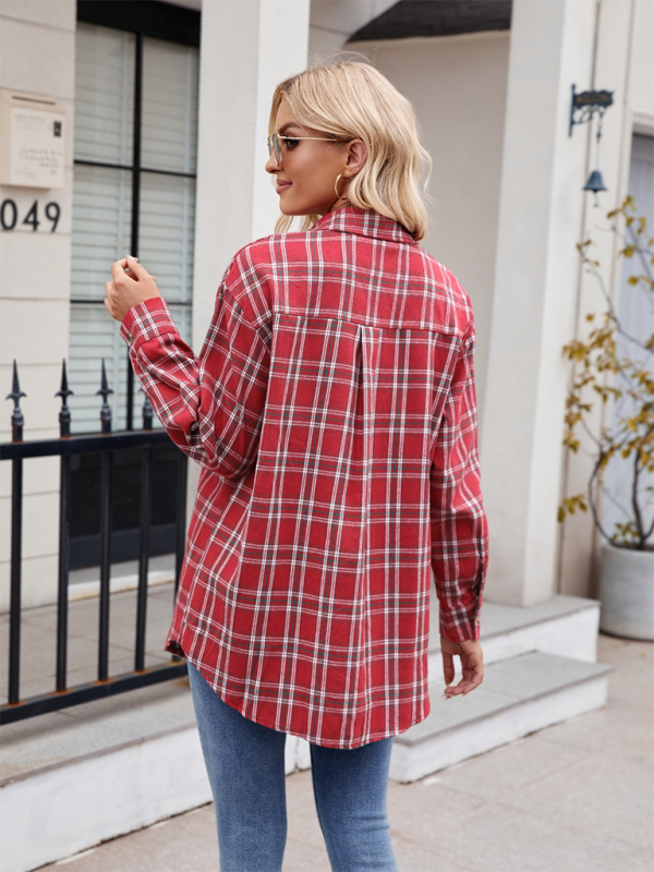 Casual Fashion Loose Plaid Pocket Shirt