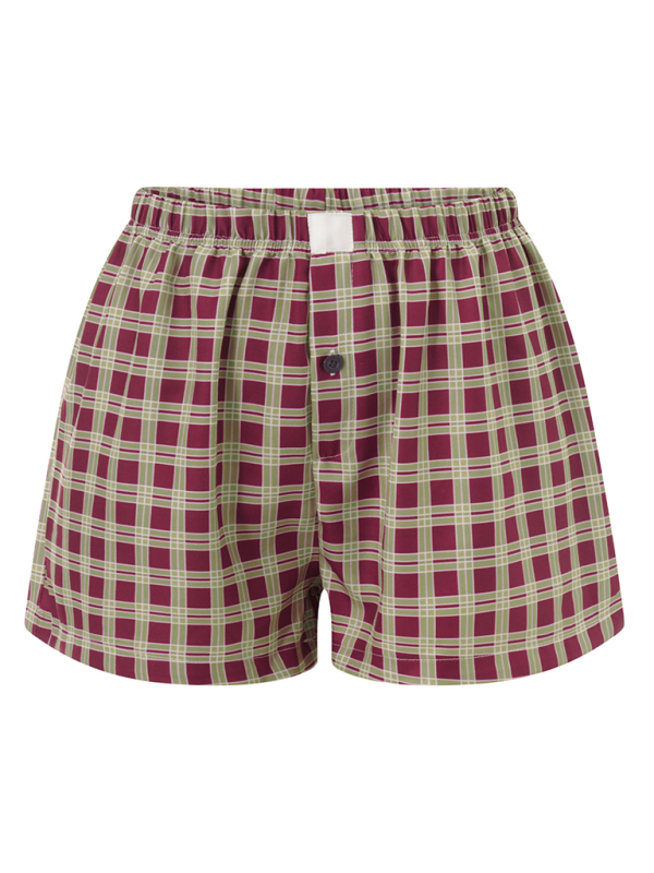 Women's Casual Comfort High Waist Loose Wide Leg Vintage Plaid Shorts