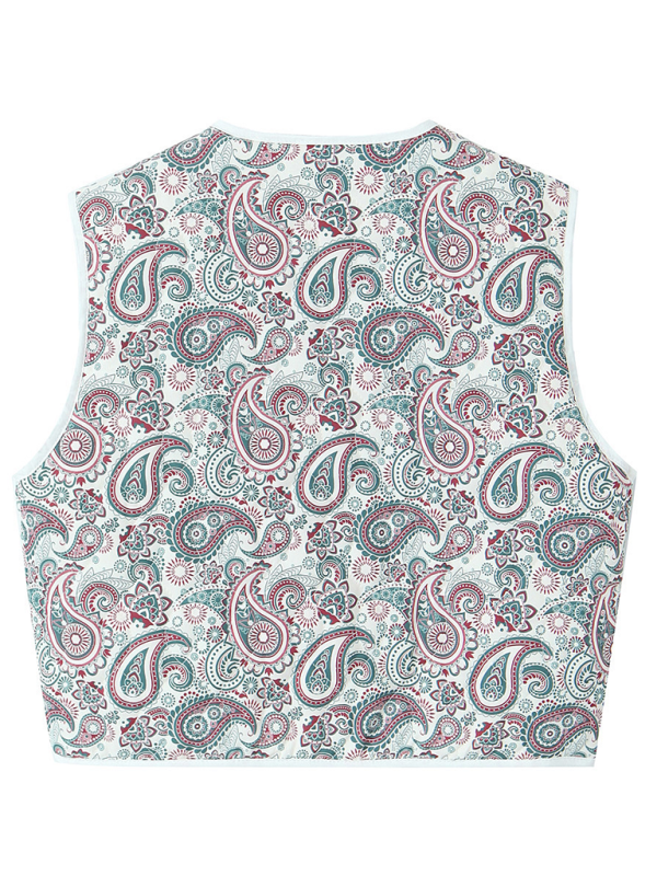 Ladies New Retro Print Quilted Cotton Vest