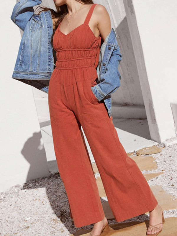 Solid Color Resort Fashion Jumpsuit