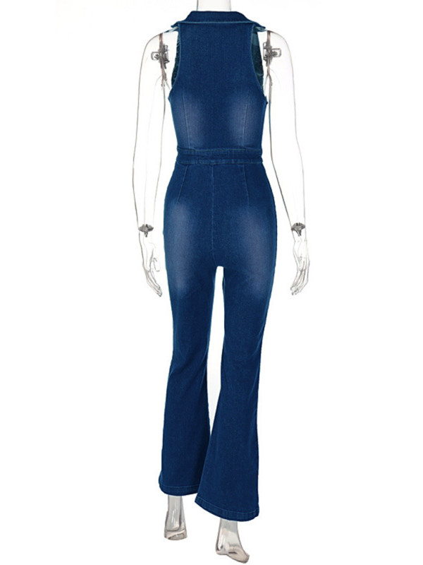 Women's New Slim Fit Fashion Street Retro Style High Waist Denim Jumpsuit