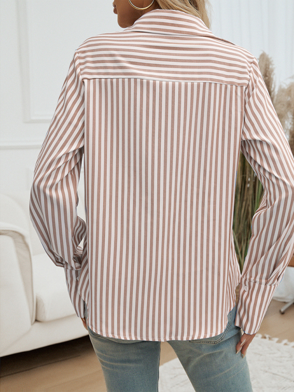 Cardigan Striped Long Sleeve Shirt