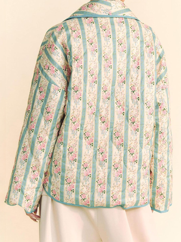 Fashionable Temperament Striped Printed Loose Coat Jacket