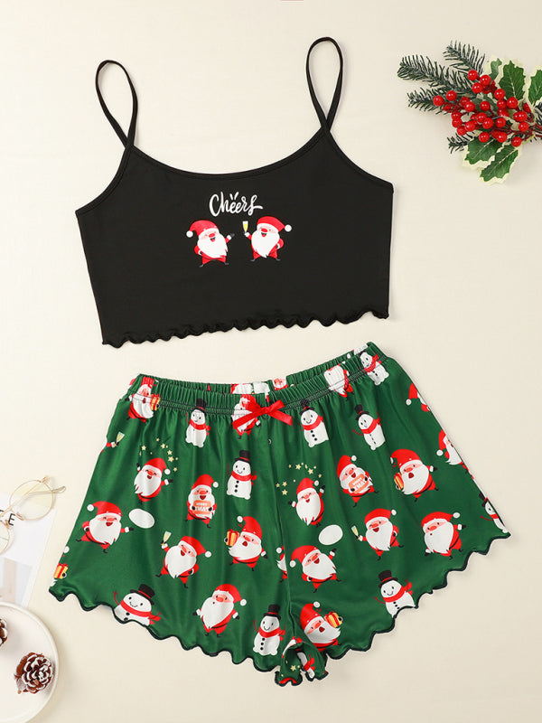 Christmas Letter Elk Christmas Shorts Simple Casual Two-Piece Home Clothes Set