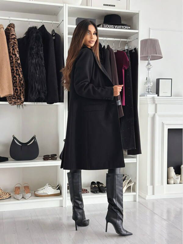 Autumn and Winter Simple Long-Sleeved Solid Color Single-Dreasted Jacket