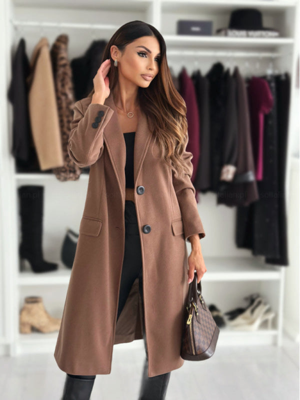 Autumn and Winter Simple Long-Sleeved Solid Color Single-Dreasted Jacket