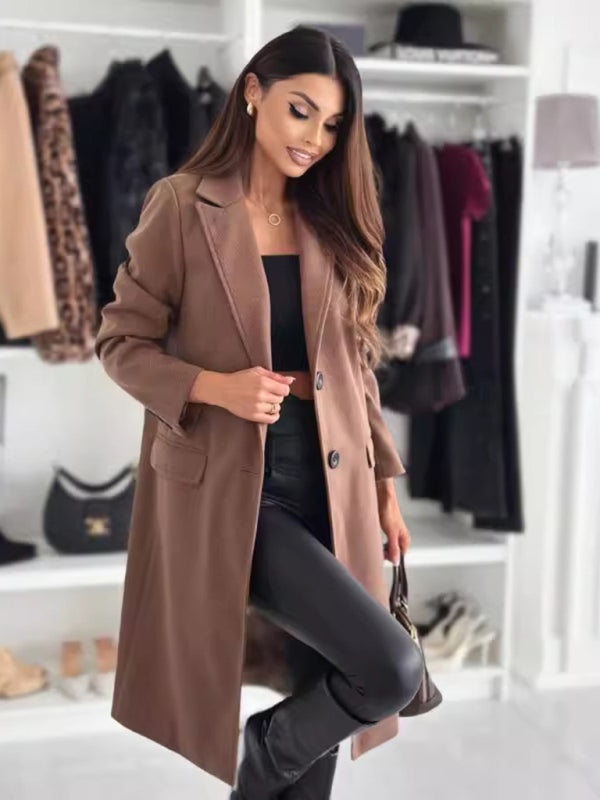 Autumn and Winter Simple Long-Sleeved Solid Color Single-Dreasted Jacket