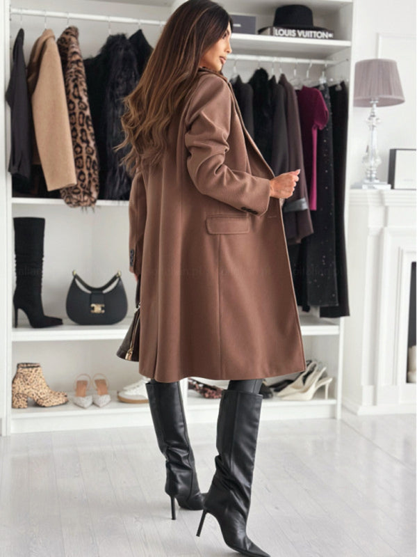 Autumn and Winter Simple Long-Sleeved Solid Color Single-Dreasted Jacket