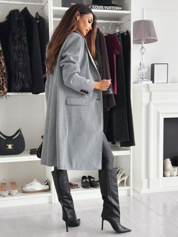 Autumn and Winter Simple Long-Sleeved Solid Color Single-Dreasted Jacket