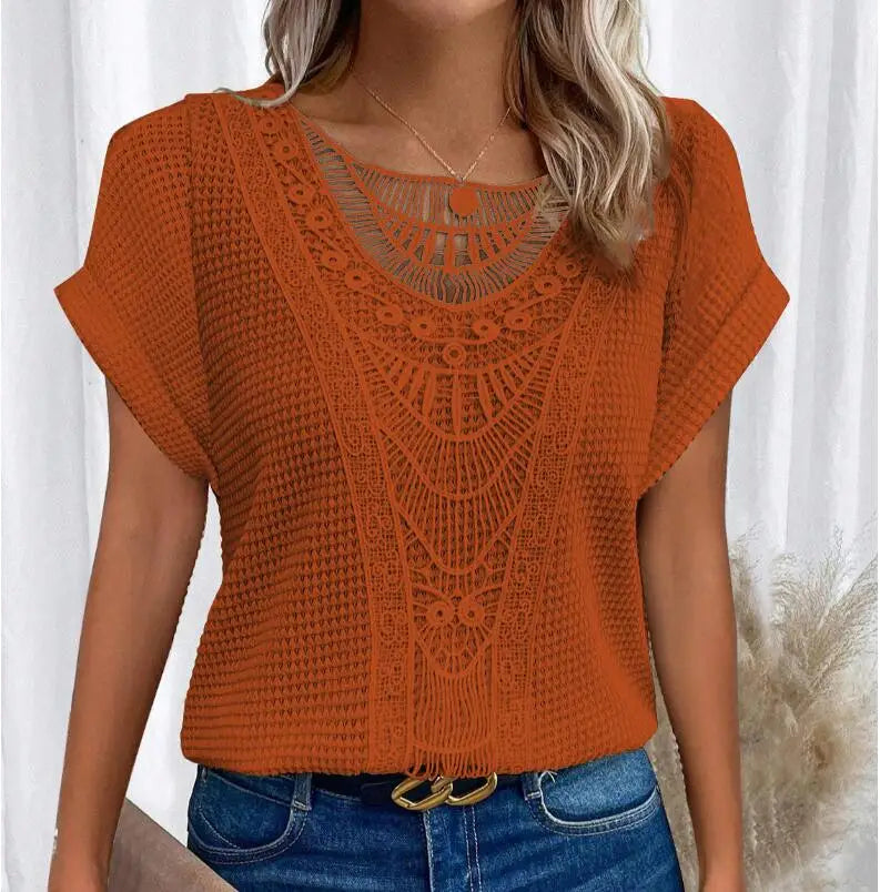 Chic Round Neck Elegant Top
