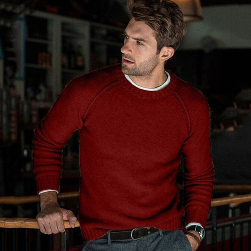 Men's Round Neck Slim Fit Tops and Sweaters