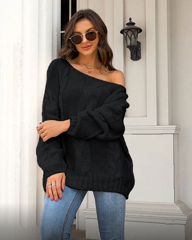 Women's Loose Knitted Sweaters Round Neck Fashionable Pullover Sweaters