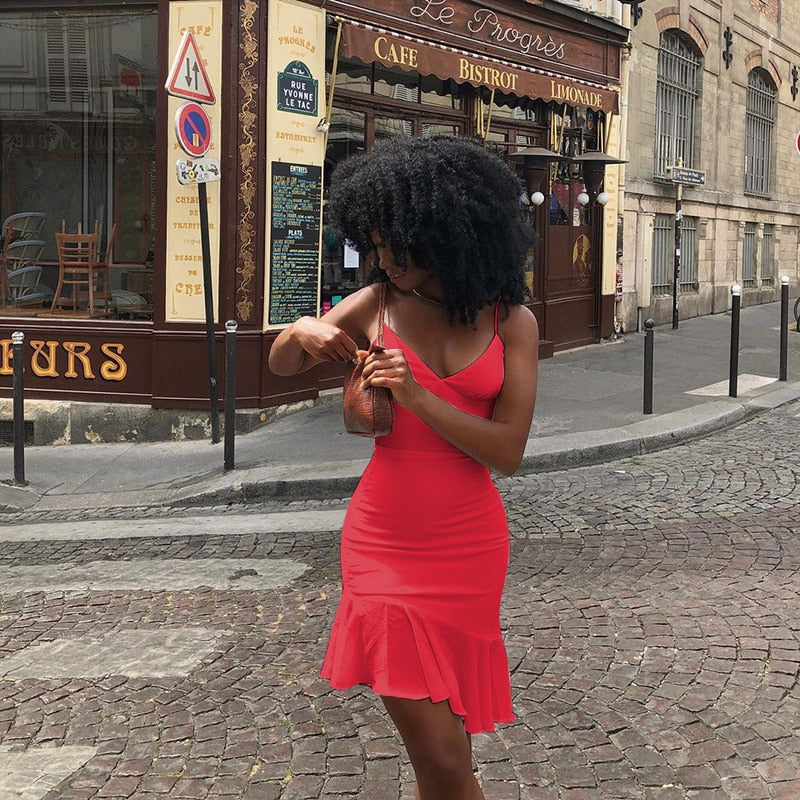 Ruffles Straps Mini Dress