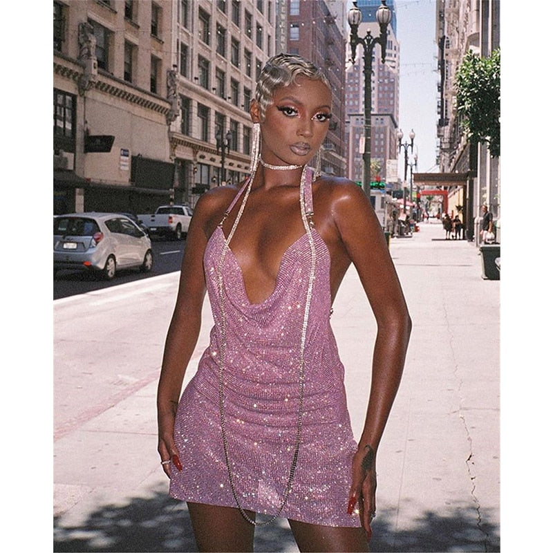 Pink Rhinestone Dress