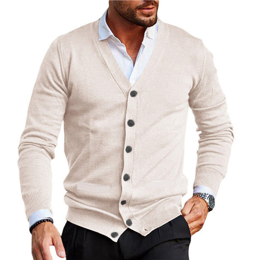 Men's V-neck Long-Sleeved Slim Cardigan Jacket