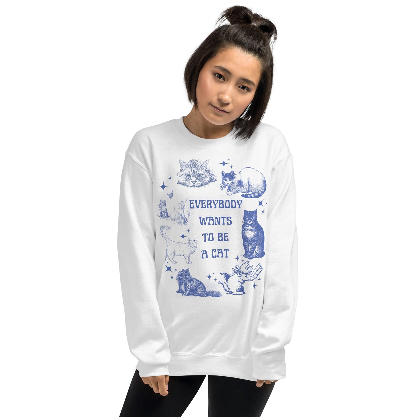 Everybody Wants to Be a Cat Sweatshirt, Quirky Vintage Style Cat Crewneck, Soft Cotton Kitten top, Aristocats Tee, Trendy Sweatshirt