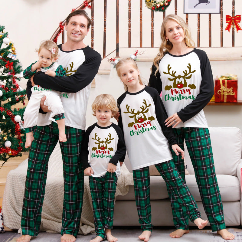 Christmas Parent-Child Printed Home Pajamas Two-Piece Set